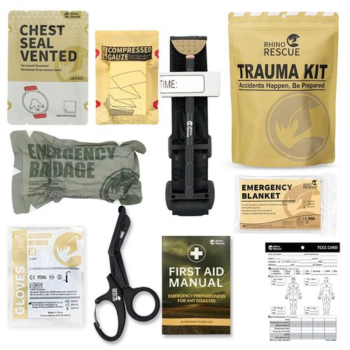Rhino Rescue-Kit De Traumatologie De Premiers Soins,Kit De Survie,Kit D'urgence Extérieur Pour Camping,Randonnée,Kit De Recharge Ifak - Type 7pcs