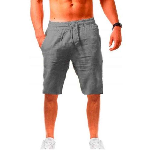 Short En Coton Et Lin Pour Homme,Survêtement Respirant À Cinq Points,Taille Élastique,Fitness,Streetwear Décontracté,Été