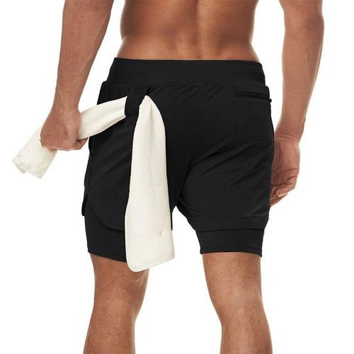 Short De Sport De Compression Extensible Pour Homme,Short De Performance Monochrome,Séchage Rapide,Entraînement De Fitness,2 En 1,Été