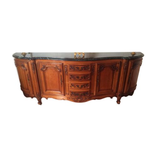 Buffet Style Louis Xv Merisier Dessus Marbre Vert Bordeaux