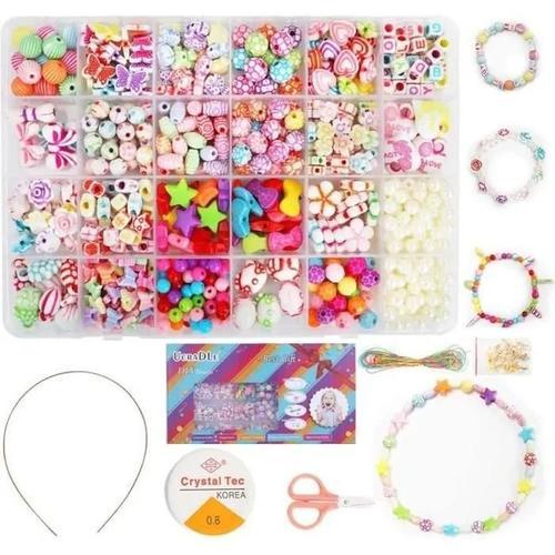 Perles De Bracelet À Faire Soi-Même Pour Enfants, 550 Perles De Collier, Kit De Fabrication De Bijoux Pour Enfants