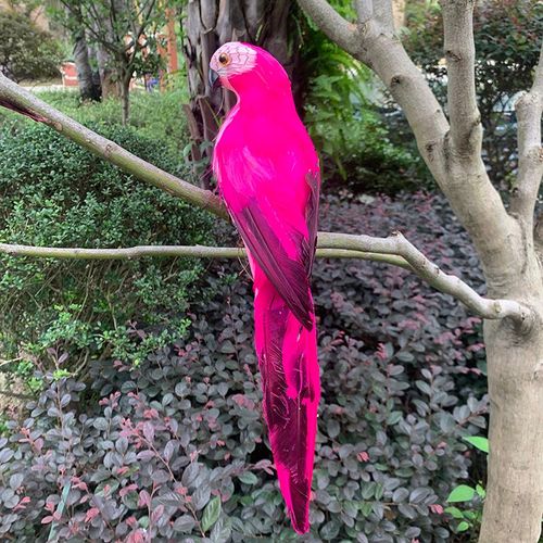 Figurine De Perroquet De Simulation,Arbre,Paysage,Extérieur,Nature,Plume,Ornement,Animal,Jardin,Oiseau,Accessoire,Décoration,Disposition De Cour - Type 35cm Rose Red Parrot
