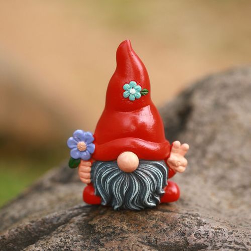 Ornement En Résine De Beurre De Nain Sans Visage,Gnome De Paix De Jardin Magique,Tenant Une Statue De Lutin Stéréoscopique,Artisanat De Fleurs,1pc - Type Hsnh-0305