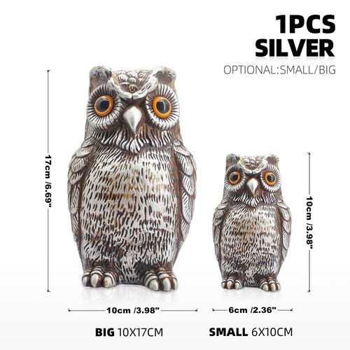 Statue de théâtre réaliste pour décoration de jardin,épouvantail,faux oiseau,épouvantail,pelouse,jardin,cour,maison,figurine décorative,jouet de décoration pour la maison - Type SILVER-Big 10x17cm