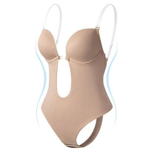 Taille De Peau M Soutien-Gorge Réglable Dos Nu Pour Femmes, Sous-Vêtements Moulants, String Sans Couture, Décolleté En V Profond, Sangle Transparente Pour Robes De Soirée