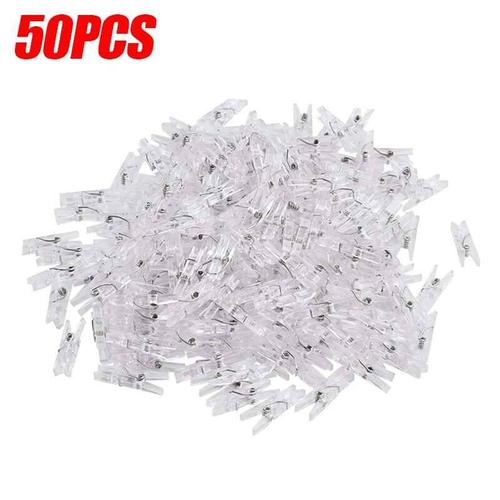 Mini pinces photo transparentes,pinces à ressort en plastique,bricolage,mariage,fête d'anniversaire,décoration murale,50 pièces,100 pièces - Type 50PCS #A