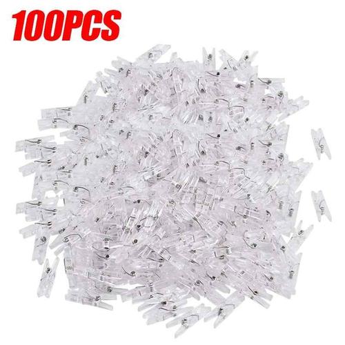 Mini pinces photo transparentes,pinces à ressort en plastique,bricolage,mariage,fête d'anniversaire,décoration murale,50 pièces,100 pièces - Type 100PCS #A