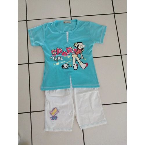 Ensemble Vêtement Fille : Tee Shirt Long Et Bermuda Assortie Taille 6 Ans C§Y