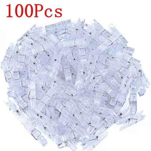 Mini pinces photo transparentes,pinces à ressort en plastique,bricolage,mariage,fête d'anniversaire,décoration murale,50 pièces,100 pièces - Type 100PCS #C