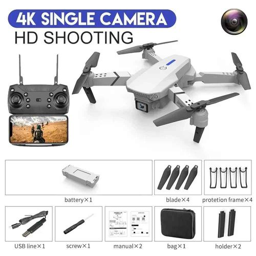 Drone E88pro Rc 4k Avec Caméra Hd Grand Angle 2024 P,Hélicoptère Pliable,Wifi,Fpv,Jouet Cadeau Recommandé,1080 - Type White 4k Singlec-Generique