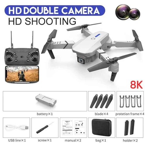 Lenovo-Drone Pliable E88 Pro Avec Caméra Hd Grand Angle,5g,8k,Fpv,Évitement D'obstacles,Recommandé De Tenir Rc,Jouets Pour Adultes Et Enfants - Type Dual White 8k1b-Generique