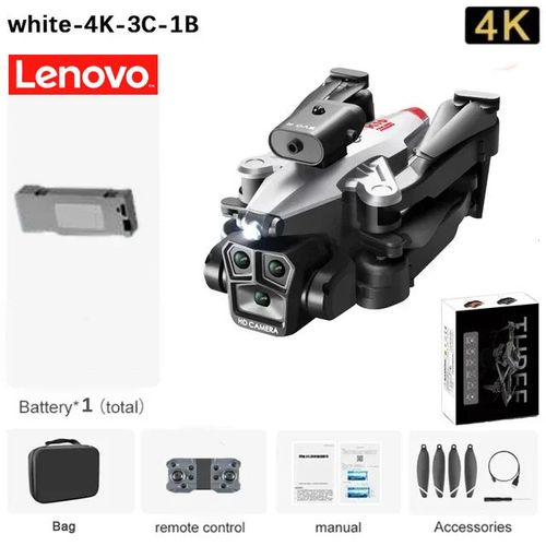 Lenovo-Drone K10max 8k Professionnel Avec Trois Caméras,Localisation De Flux Optique,Évitement D'obstacles À Quatre Voies,Rc,Pour Adulte Et Enfant - Type White-4k-Bag-1b-Generique