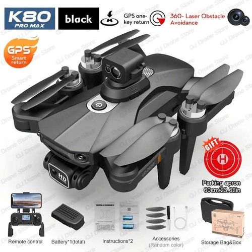 Drone Professionnel K10 Max 4k,Photographie Aérienne,Trois Caméras Hd,Grand Angle,Évitement D'obstacles,Rc,Quadcopter,Jouets Cadeaux - Type K80max Gps Black-Generique
