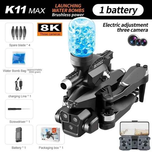 Drone Professionnel K10 Max 4k,Photographie Aérienne,Trois Caméras Hd,Grand Angle,Évitement D'obstacles,Rc,Quadcopter,Jouets Cadeaux - Type K11max-Black-8k-Generique