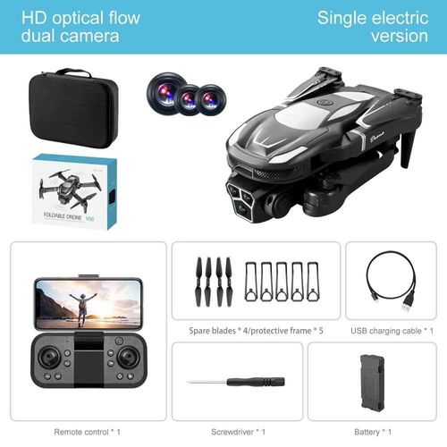 Drone Professionnel Pour Touristes,Caméra Haute Définition,Évitement D'obstacles,Photographie Aérienne,Pliable,Télécommande,Quadrirotor,V68,8k - Type Black-Generique