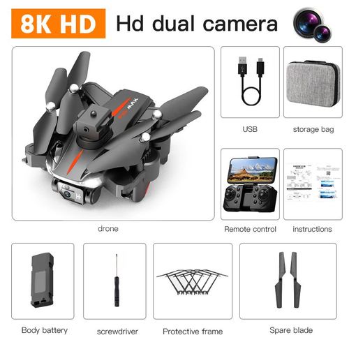 Xiaomi-Drone P11 Max,8k,5g,Gps,Professionnel,Hd,Photographie Aérienne,Caméra Touriste,Évitement D'obstacles,Quadrotor Sans Balais,10000m - Type 8k-Black Dual-Generique