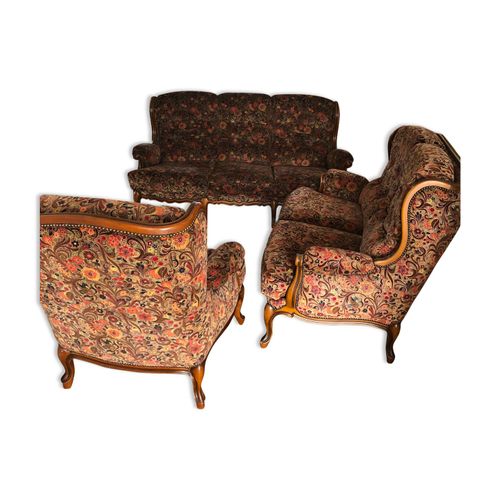 Salon Classique 2 Canaps Et Un Fauteuil Multicolore