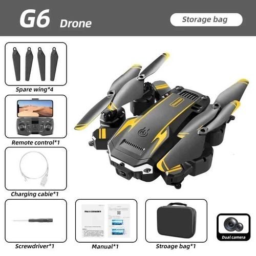 Drone Aérien Quadrirotor Pliable Professionnel G6,Station D'accueil,Caméra Hd,Gps,Hélicoptère Rc,Fpv,Wifi,Évitement D'obstacles,Cadeaux Jouets - Type Yellow-Dual C-1b #B-Generique