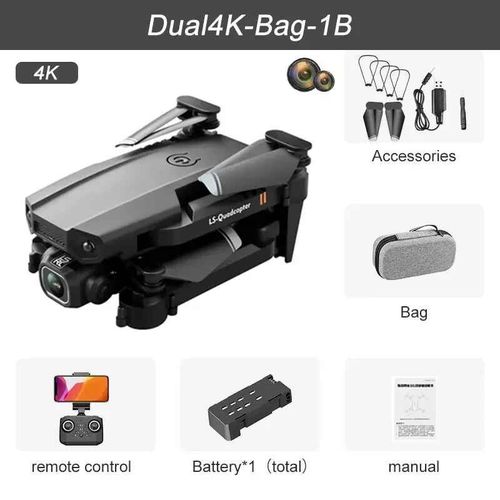 Mini Importateur 4k 2024 P Hd Avec Caméra Wifi Fpv,Quadrirotor Rc Pliable,Maintien D'altitude De La Pression De L'air,Jouet Pour Enfants Garçons,Compte 6,1080 - Type Dual4k Bag-Generique