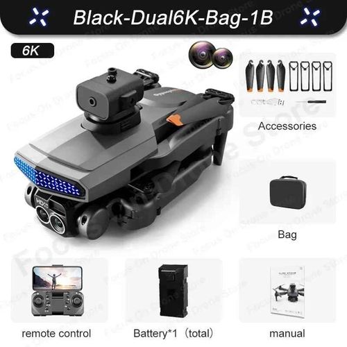 Mini Importateur Professionnel D6,Caméra Hd 8k,Photographie Aérienne D'évitement D'obstacles,Quadrirotor Pliable Sans Balais,Tablier De Vente - Type D6-Black-6k-Bag-Generique