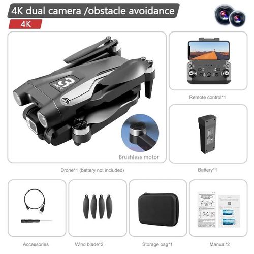 Drone Z908 Promax Avec Moteur Sans Balais,Évitement D'obstacles,4k,Lentille Touriste,Esc,Wifi Professionnel,Fpv,4 Axes,Pliable,Rc Quadcopter,Jouet + Boîte - Type Black Dual-4k-1b-Generique