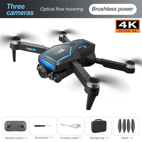 Drone Rc S180 Avec Caméra Hd 8k,Gps Professionnel,Wifi,5g,Évitement D'obstacles À 360 °,Touristes,Moteur Sans Balais,Jouets Quadricoptères - Type 4k Black-1b-Generique
