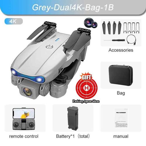 Mini Importateur Pliable E99 K3 Avec Caméra Hd 4k Pour Touristes Professionnels,Évitement D'obstacles À Trois Côtés,Wifi,Fpv,Quadrirotor,Tablier De Vente - Type Dual4k-White-Bag-1b-Generique