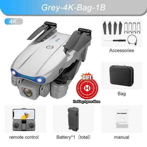 Mini Importateur Pliable E99 K3 Avec Caméra Hd 4k Pour Touristes Professionnels,Évitement D'obstacles À Trois Côtés,Wifi,Fpv,Quadrirotor,Tablier De Vente - Type 4k-White-Bag-1b-Generique