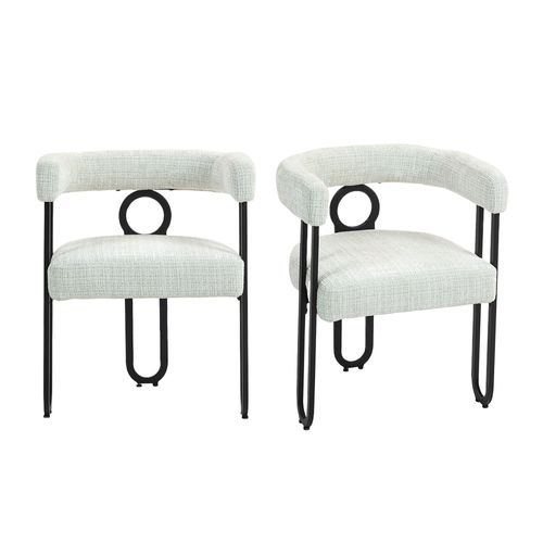 Chaise De Salle À Manger À Dossier Rond En Velours Lot De Deux-Beige