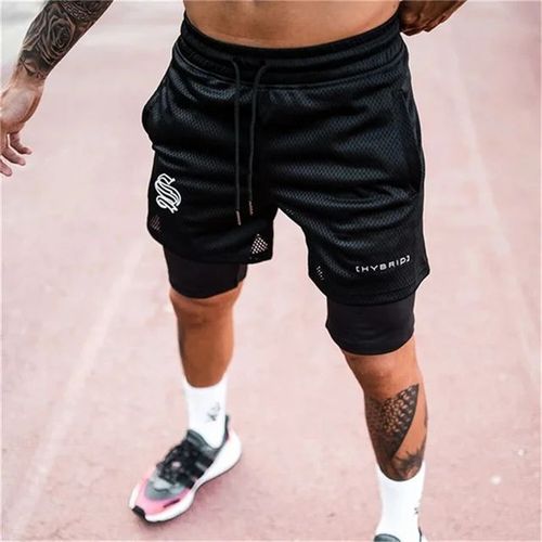 Short De Sport En Maille Pour Homme,2 En 1,À Double Pont,Pour Jogging,Course À Pied,Fitness,Entraînement,Été,2024