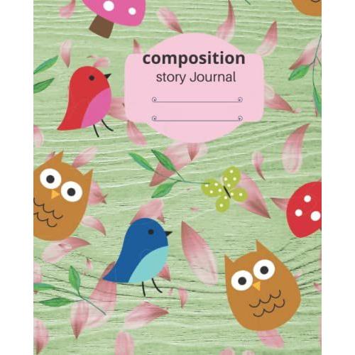 Composition Notebook With Picture Space. Cute Owl Design. Grades K-2. School Exercise Book. 100 Story Pages (Draw And Write Journal For Kids) 7.5 X 9.25 In. Paperback