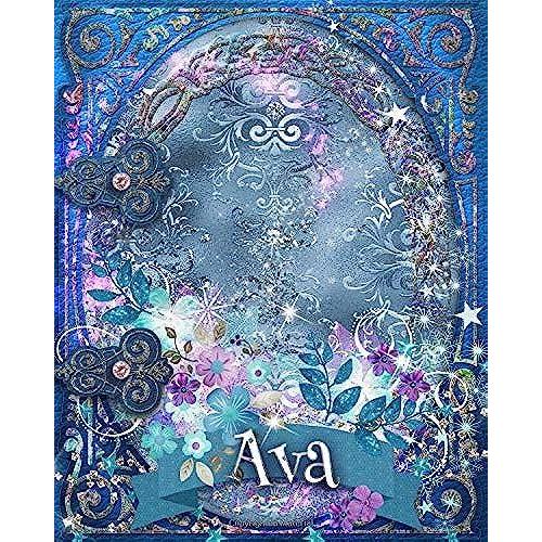 Ava: Ava Notebook, Blue And Purple Girls Journal, Personalized Ava Name Gift, Wide Ruled For School, Diary, Creative Writing, Notes