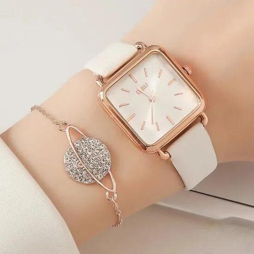 Montre À Quartz Carrée Pour Femme - Diamant - Blanc - Mode Classique