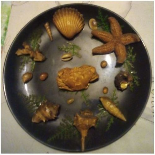Assiette De Décoration - " Coquillages " - En Porcelaine