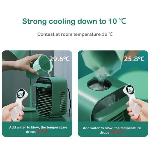 Couleur Jungle Green Ventilateur de climatisation portable, 200ml, 20dB, mini climatiseur USB, Verser Bureau, Réfroidissement Électrique