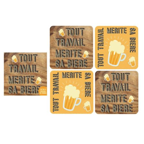 4 Sous Verres - Tout Travail Mérite Sa Bière