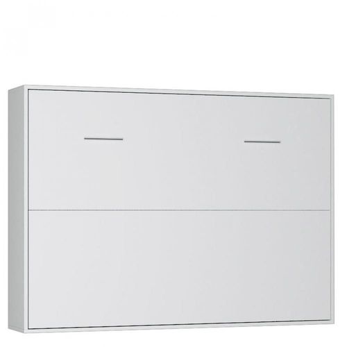 Armoire Lit Horizontale Escamotable Strada-V2 Blanc Mat Couchage 160*200 Cm.