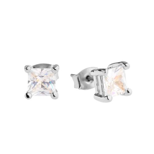 Iced Out Bling Carré Zircone Boucles D'oreilles - Argent 7mm