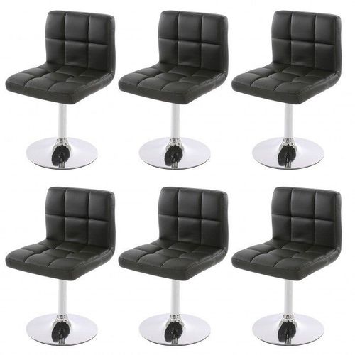 Lot De 6 Chaises Fauteuils De Salle À Manger En Synthétique Noir Cds04268