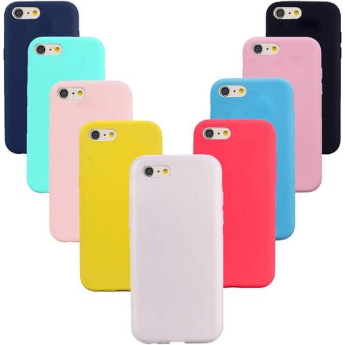 9 X Coque Pour Iphone 6s Plus/Iphone 6 Plus, Etui Silicone Doux Coque Cover Case Housse Protection Anti Rayures, Bleu Foncé, Rose, Jaune, Bleu, Blanc,Vert, Noir, Rose Clair, Rouge