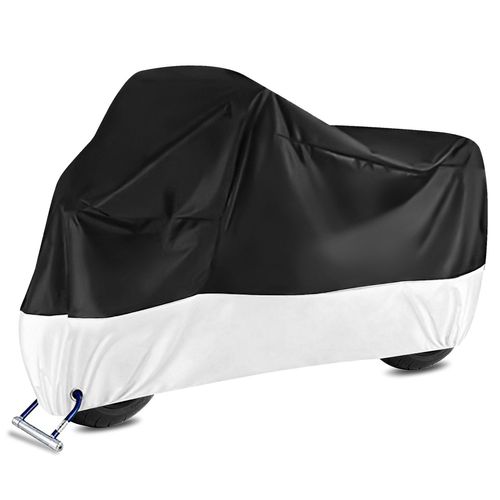 Intirilife Xxl Outdoor Bâche De Protection Pour Moto En Argent - Noir - Taille 245 X 105 X 125 Cm - Pour Protéger Les Véhicules À Deux Roues Par Tous Les Temps