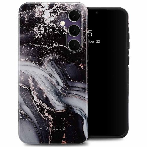 Selencia Coque Arrière Vivid Tough Galaxy S24 Fe Chic Marble Black