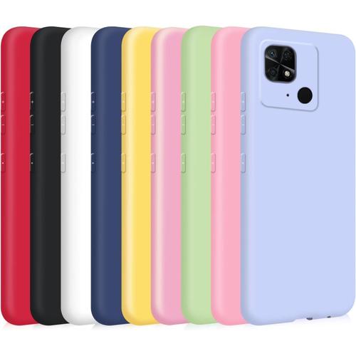 9x Coque Pour Xiaomi Redmi 10c 4g, Étui Antichoc Unie Couleur Ultra Mince Souple Silicone Flexible Tpu Housse - Noir, Bleu Foncé, Jaune, Violet, Rose, Rouge, Blanc, Vert Menthe, Rose Foncé