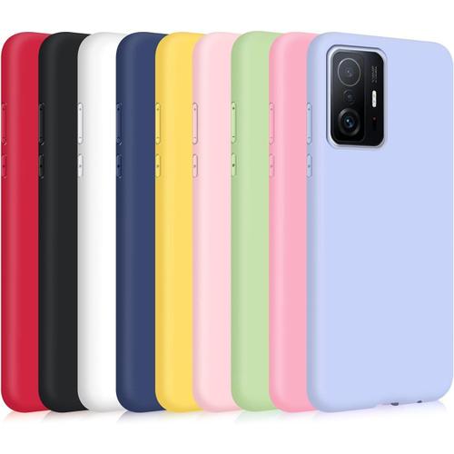 9x Coque Pour Xiaomi 11t/ 11t Pro 5g, Étui Antichoc Unie Couleur Ultra Mince Souple Silicone Flexible Tpu Housse - Noir, Bleu Foncé, Jaune, Violet, Rose, Rouge, Blanc, Vert, Rose Foncé