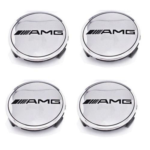 4 X Centres De Roue Argent 75mm Mercedes Benz Amg Abs Cache Moyeu Emblème Logo