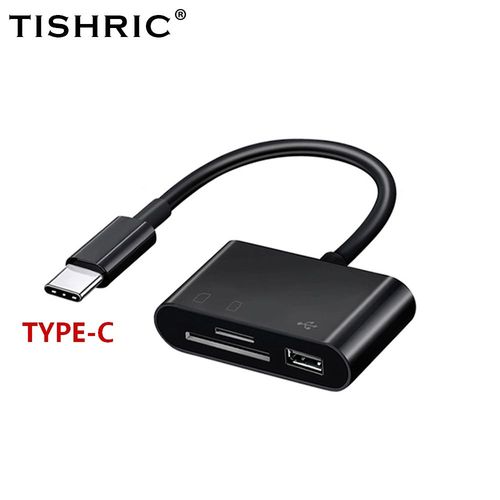 TISHRIC-Adaptateur Micro USB Type C USB TF Lecteur de Carte SD USB-C Adaptateur de Carte Mémoire Pour Macbook Samsung Huawei XiaoMi Téléphone Portable - Type Black TYPE-C