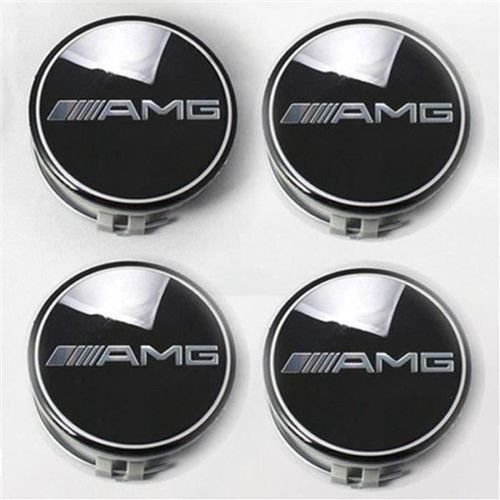 Housse Pour Pneu 4 X Centres De Roue Noir 75mm Mercedes Benz Amg Abs Cache Moyeu Emblème Logo