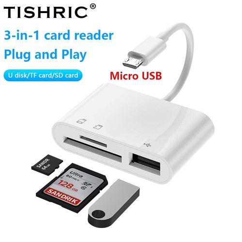 TISHRIC-Adaptateur Micro USB Type C USB TF Lecteur de Carte SD USB-C Adaptateur de Carte Mémoire Pour Macbook Samsung Huawei XiaoMi Téléphone Portable - Type White Micro USB