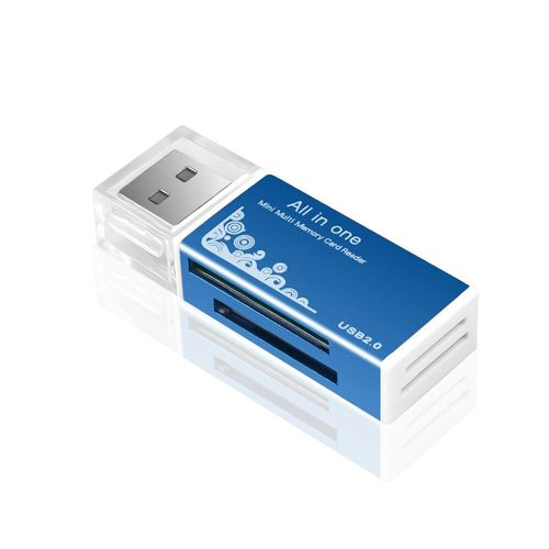Kebidu-Lecteur de carte mémoire USB 2.0,tout en 1,multi SD/SDHC MMC/RS MMC TF/MS/MS PRO/MS DUO M2 - Type Blue