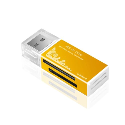 Lecteur de carte mémoire SD à 4 ports USB 2.0 TF,adaptateur SDHC MMC/RS MMC TF MS/MS PRO/MS DUO M2 pour ordinateur portable,accessoires PC de bureau - Type Gold
